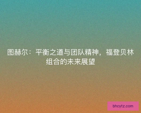 图赫尔：平衡之道与团队精神，福登贝林组合的未来展望
